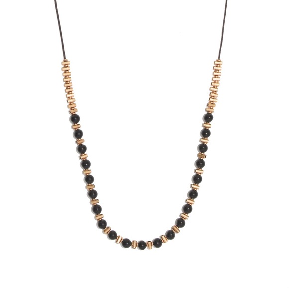 Madewell Jewelry - Madewell Adjustable Beaded Necklace (Black/Gold)
